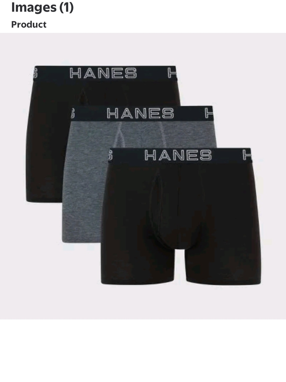 Hanes Men's Black and Heather Gray 3-Pack Boxer Briefs